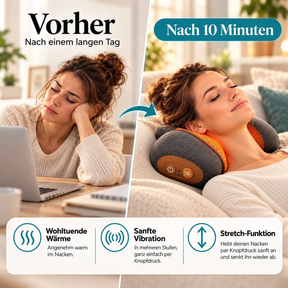 NeckEase - Wärme- & Massagekissen für den Nacken