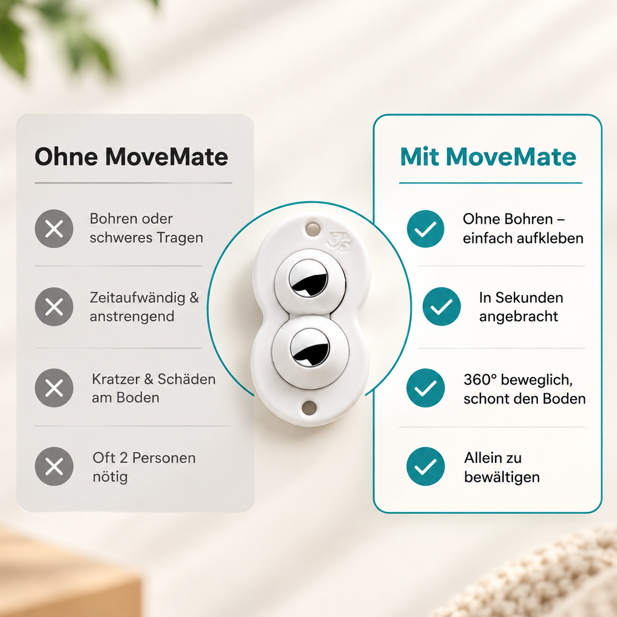MoveMate    Selbstklebende Möbelrollen