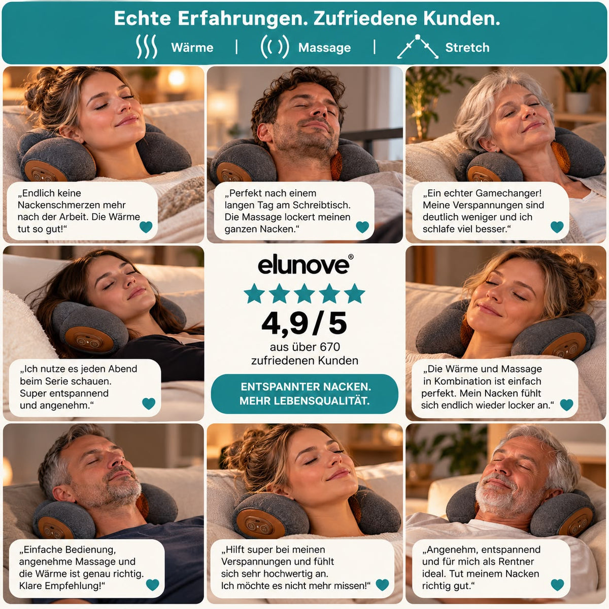NeckEase - Wärme- & Massagekissen für den Nacken